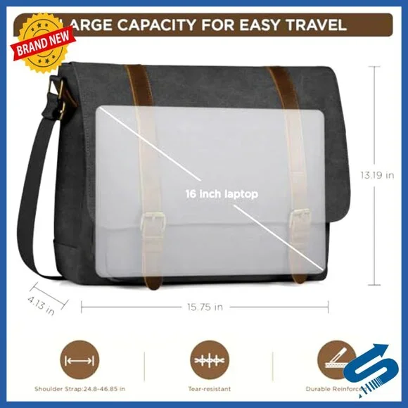 Vintage Canvas Messenger Bag Retro Classic Laptop Satchel Adjustable Shoulder